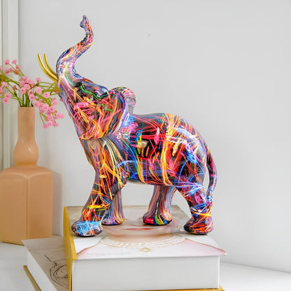 Vibrant Elephant Figurine - Unique African Style Decor