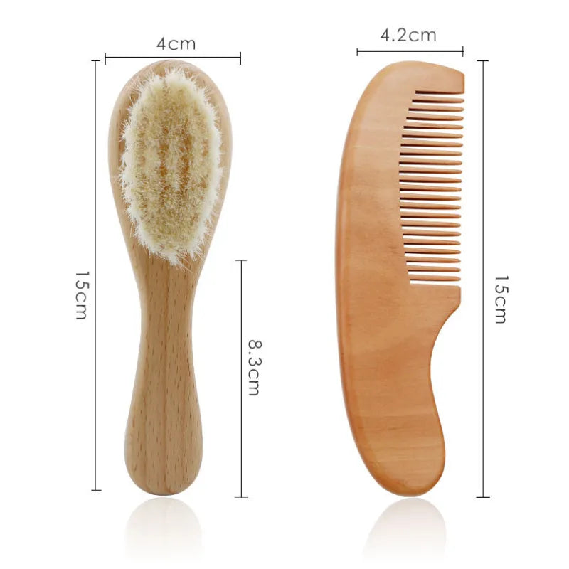 Gentle Baby Hair Brush Set with Wooden Comb