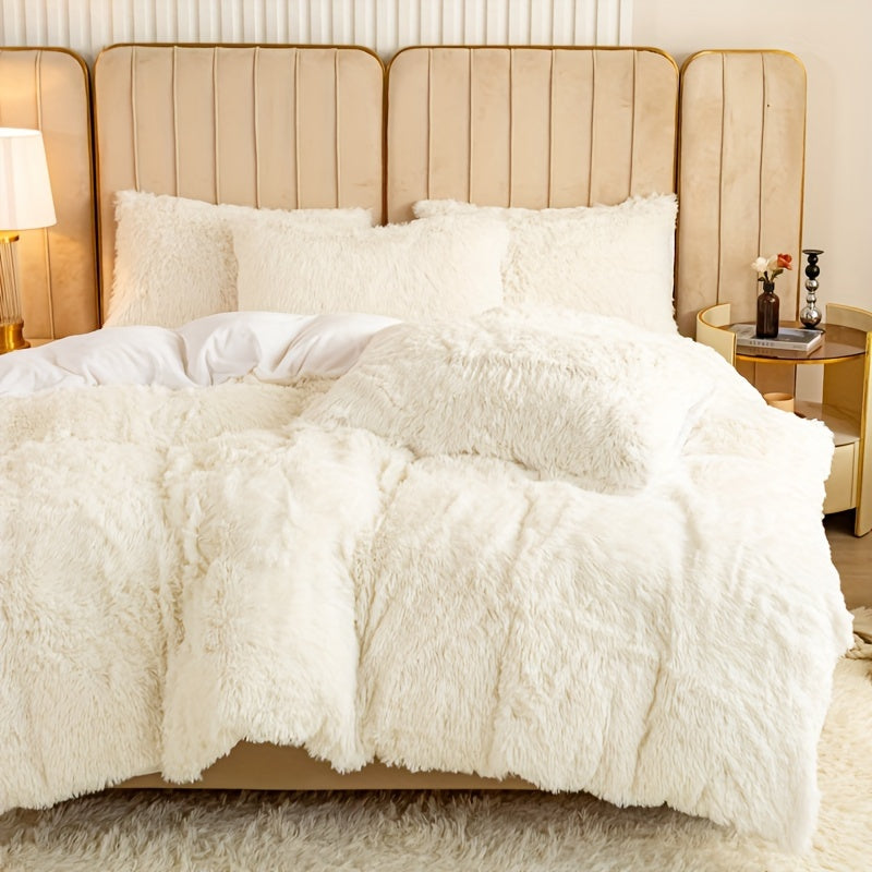 Cozy Fesara Plush Duvet Cover Set with Zipper