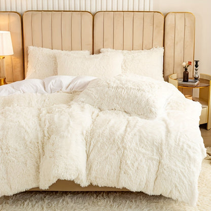 Cozy Fesara Plush Duvet Cover Set with Zipper