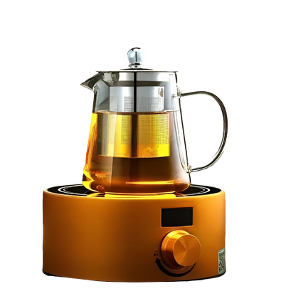 Clear Glass Teapot with Built-In Strainer