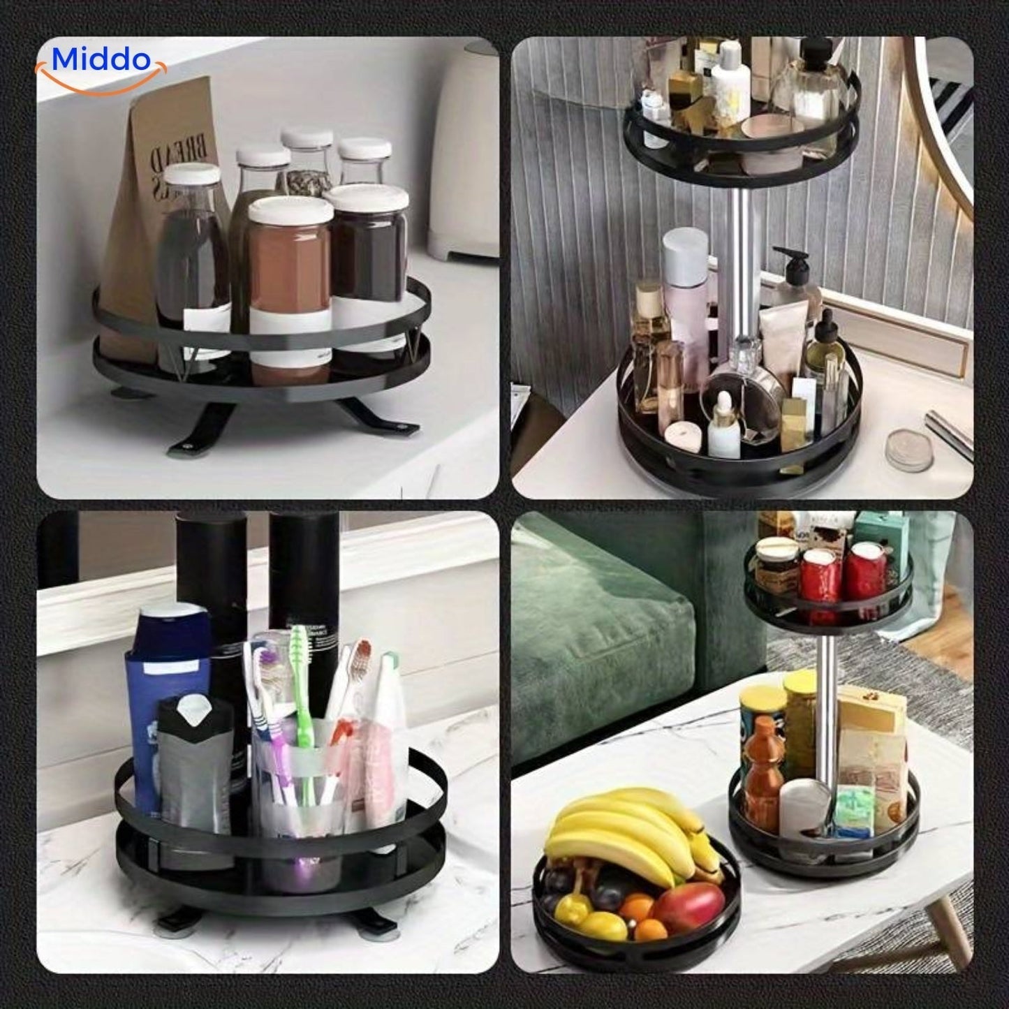 Compact Rotating Shelf Storage Organizer