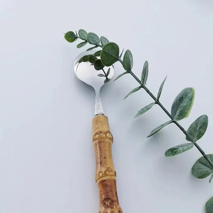 Eco Friendly Bamboo Handle Stainless Steel Utensil Set