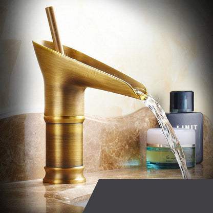 Luxury Brass Single Handle Waterfall Faucet Bronze Finish - Fesara
