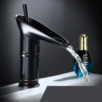 Luxury Brass Single Handle Waterfall Faucet Bronze Finish