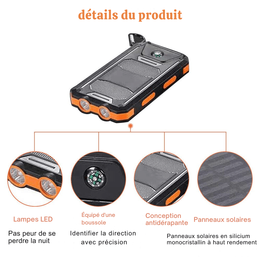 Durable Waterproof 10,000mAh Solar Power Bank