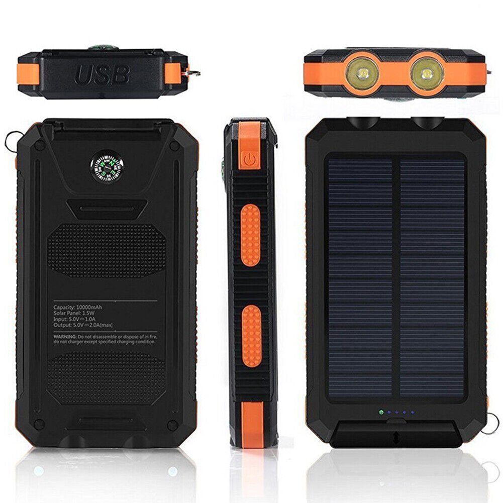 Durable Waterproof 10,000mAh Solar Power Bank