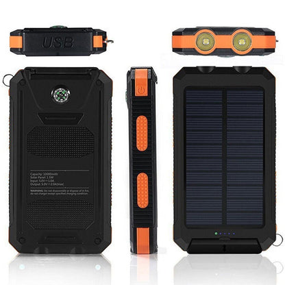 Durable Waterproof 10,000mAh Solar Power Bank