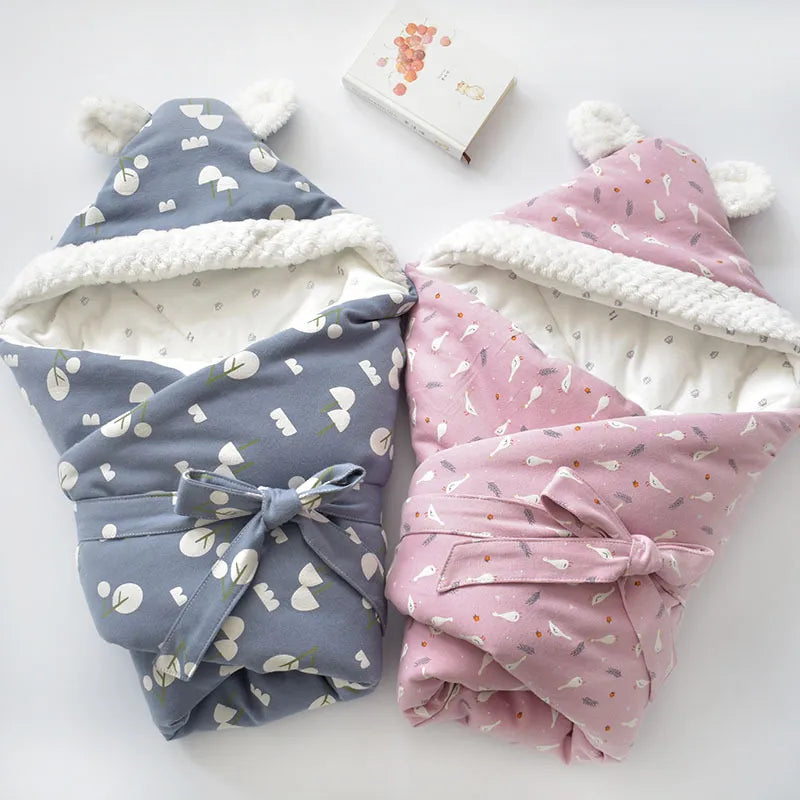 Soft Baby Sleep Blanket with Hood and Fleece Lining