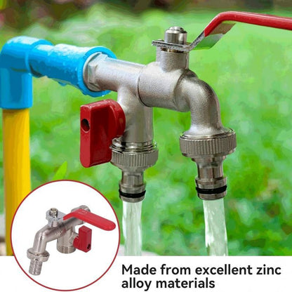 Heavy Duty 2-Handle Outdoor Faucet with Dual Outlets