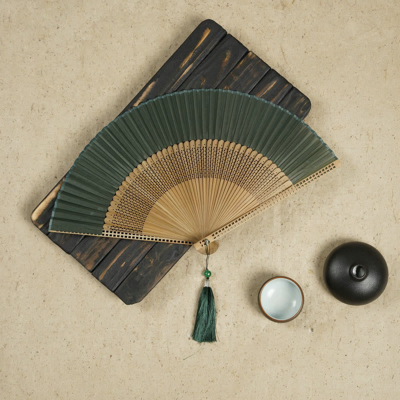 Natural Bamboo Silk Folding Fan - Fesara