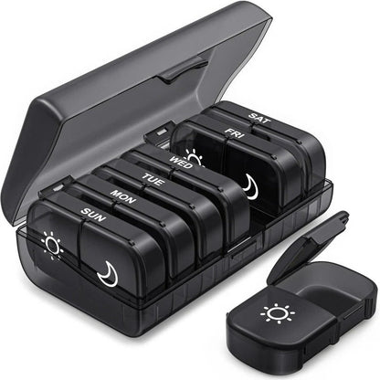 Daily Pill Box - Portable, Extra Large, BPA Free Organizer - Fesara