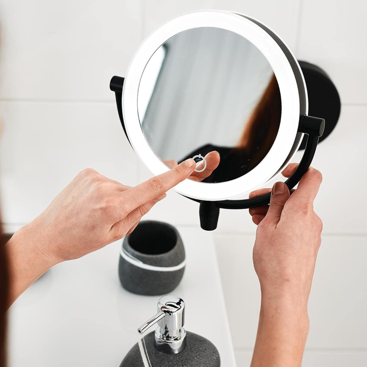 Portable LED Makeup Mirror with 3X Magnification