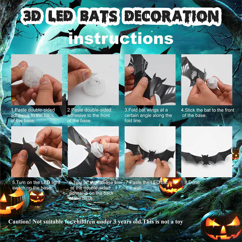 Spooky 3D Bat LED Wall Lamp