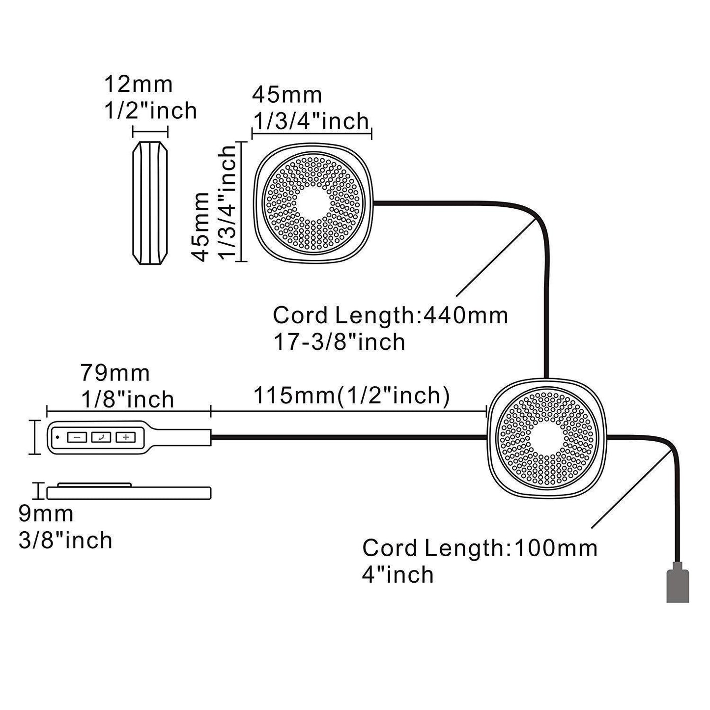 Compact Helmet Audio Headphones