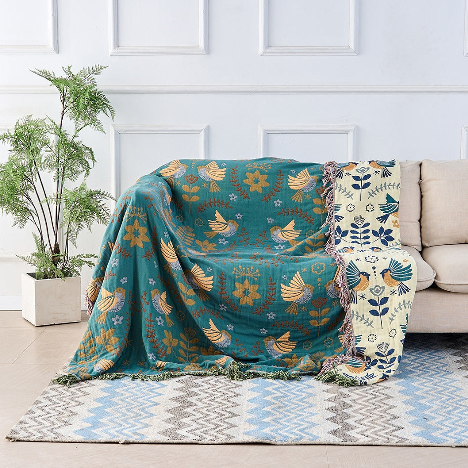 Soft Peach & Grey Throw Blanket Reversible Plush - Fesara