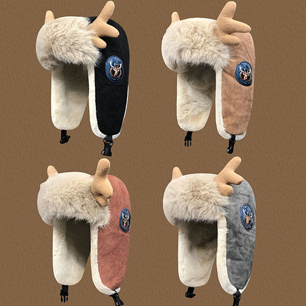 Warm Deer Antler Ski Beanie Hat