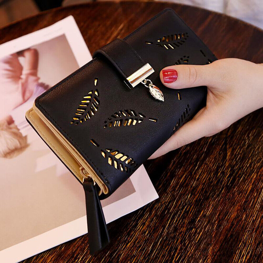 Luxury PU Leather Wallet with Leaf Accent