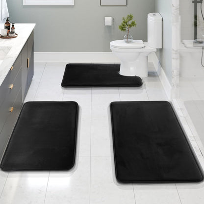 Plush 3-Piece Bathroom Mat Set - Soft and Non Slip