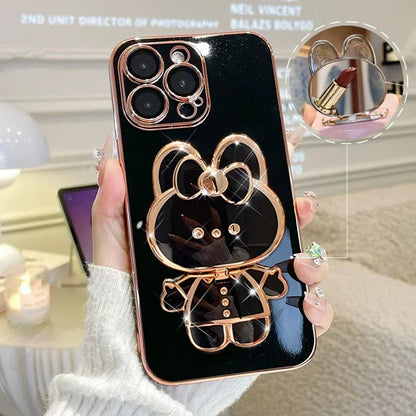 Cute 3D Rabbit Mirror Phone Case