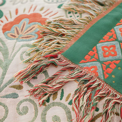 Colorful Reversible Sofa Bed Throw Autumn Leaf Pattern