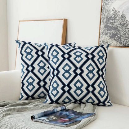 Navy Floral Accent Pillow Cover