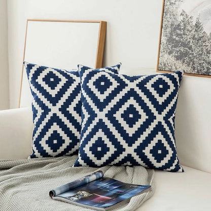 Navy Floral Accent Pillow Cover