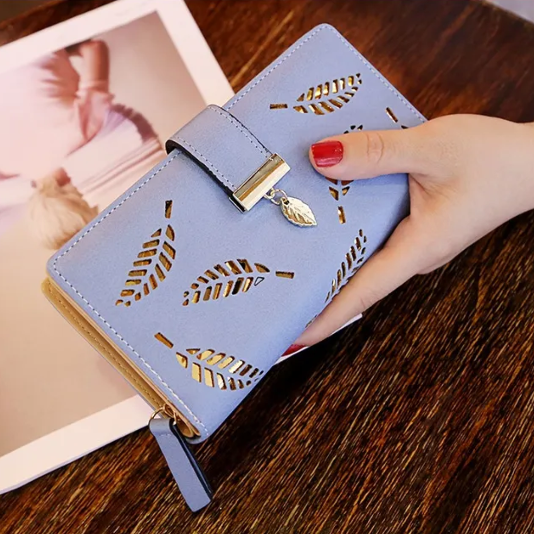 Luxury PU Leather Wallet with Leaf Accent