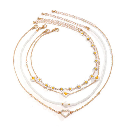 Boho Floral Layering Necklace Set