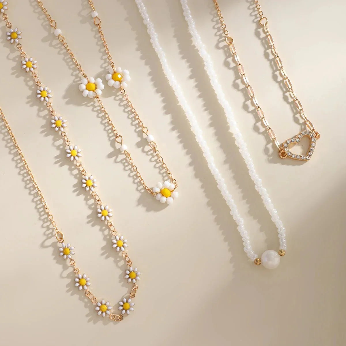 Boho Floral Layering Necklace Set