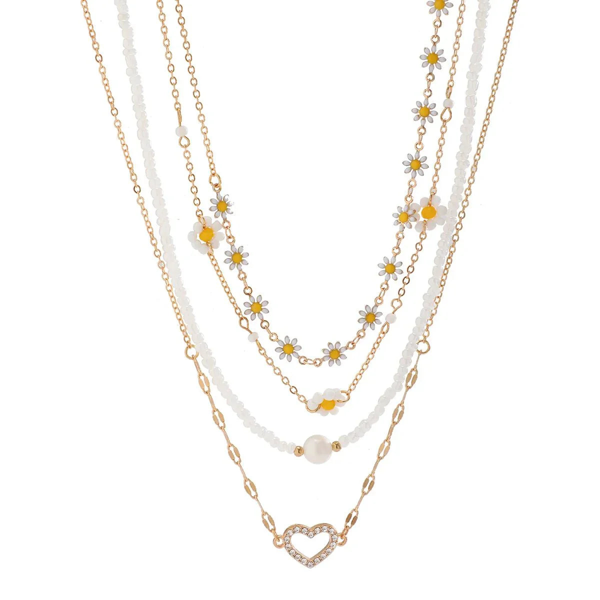 Boho Floral Layering Necklace Set