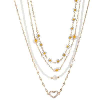 Boho Floral Layering Necklace Set