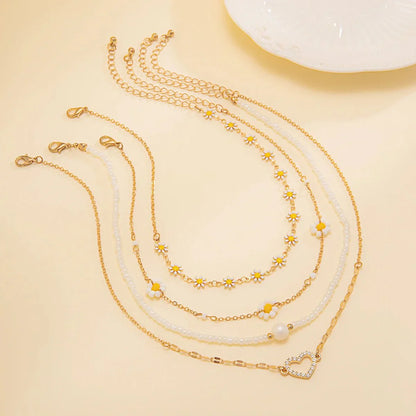 Boho Floral Layering Necklace Set