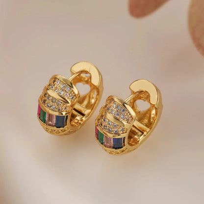 Fesara | Chic Diamond Drop Hoop Earrings