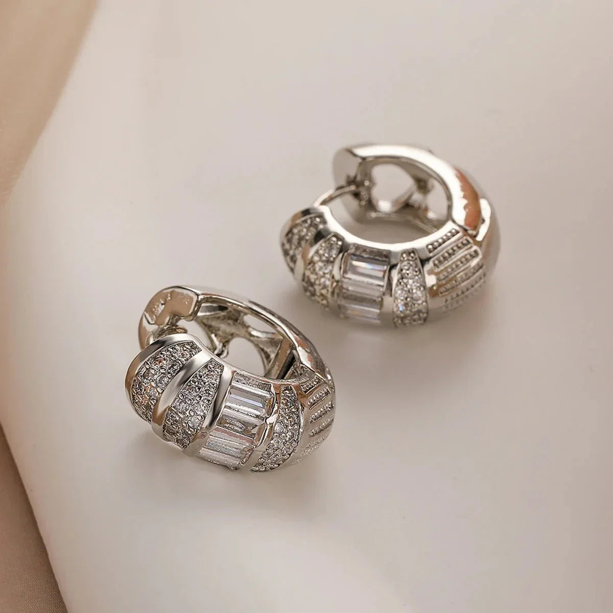 Fesara | Chic Diamond Drop Hoop Earrings