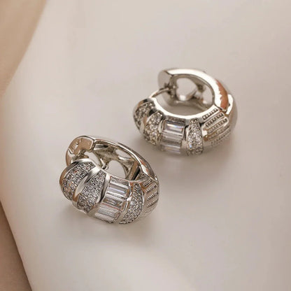 Fesara | Chic Diamond Drop Hoop Earrings