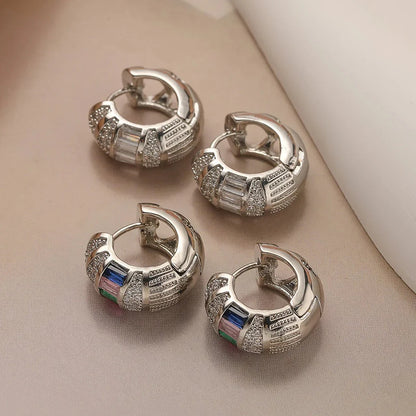 Fesara | Chic Diamond Drop Hoop Earrings