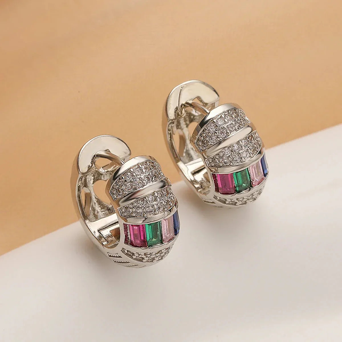 Fesara | Chic Diamond Drop Hoop Earrings