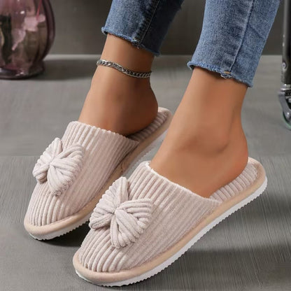 Bow Knit Winter Slippers for Women - Slippers - Wild Eye Vision