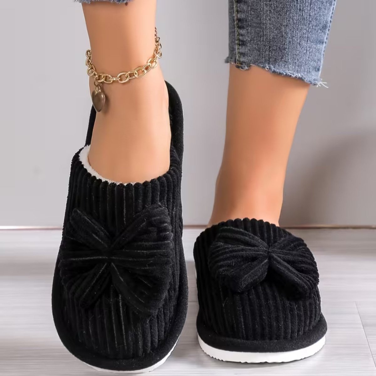 Bow Knit Winter Slippers for Women - Slippers - Wild Eye Vision