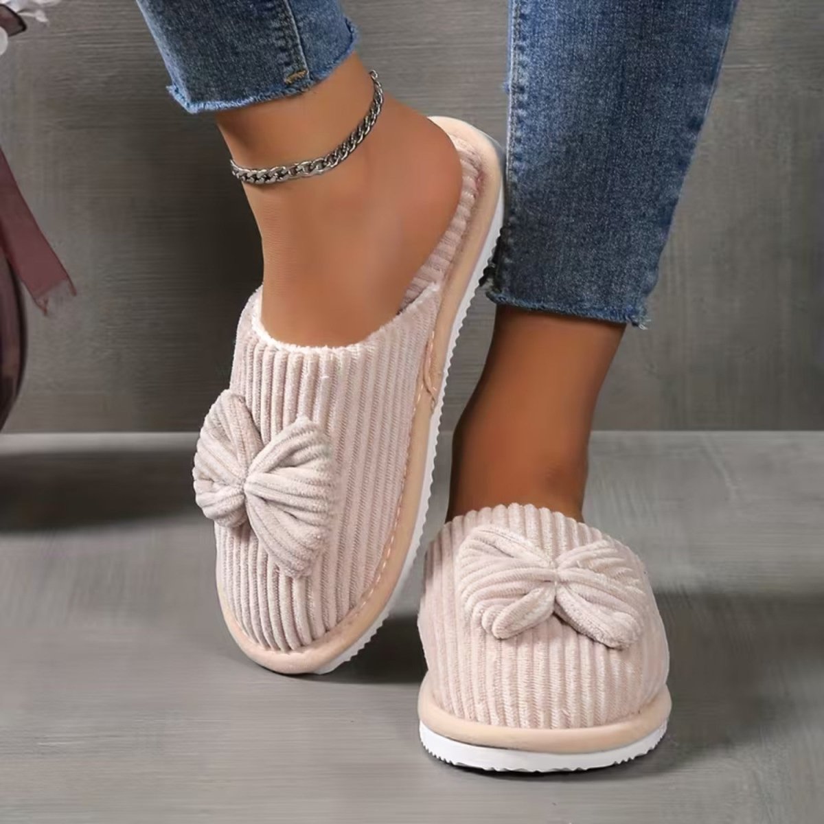 Bow Knit Winter Slippers for Women - Slippers - Wild Eye Vision