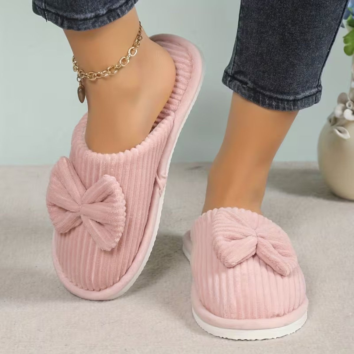 Cozy Cable Knit Warm Slippers for Women - Fesara