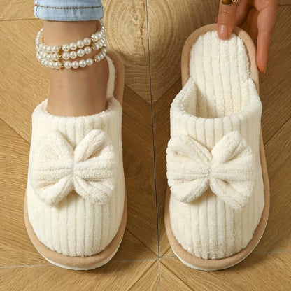Bow Knit Winter Slippers for Women - Slippers - Wild Eye Vision