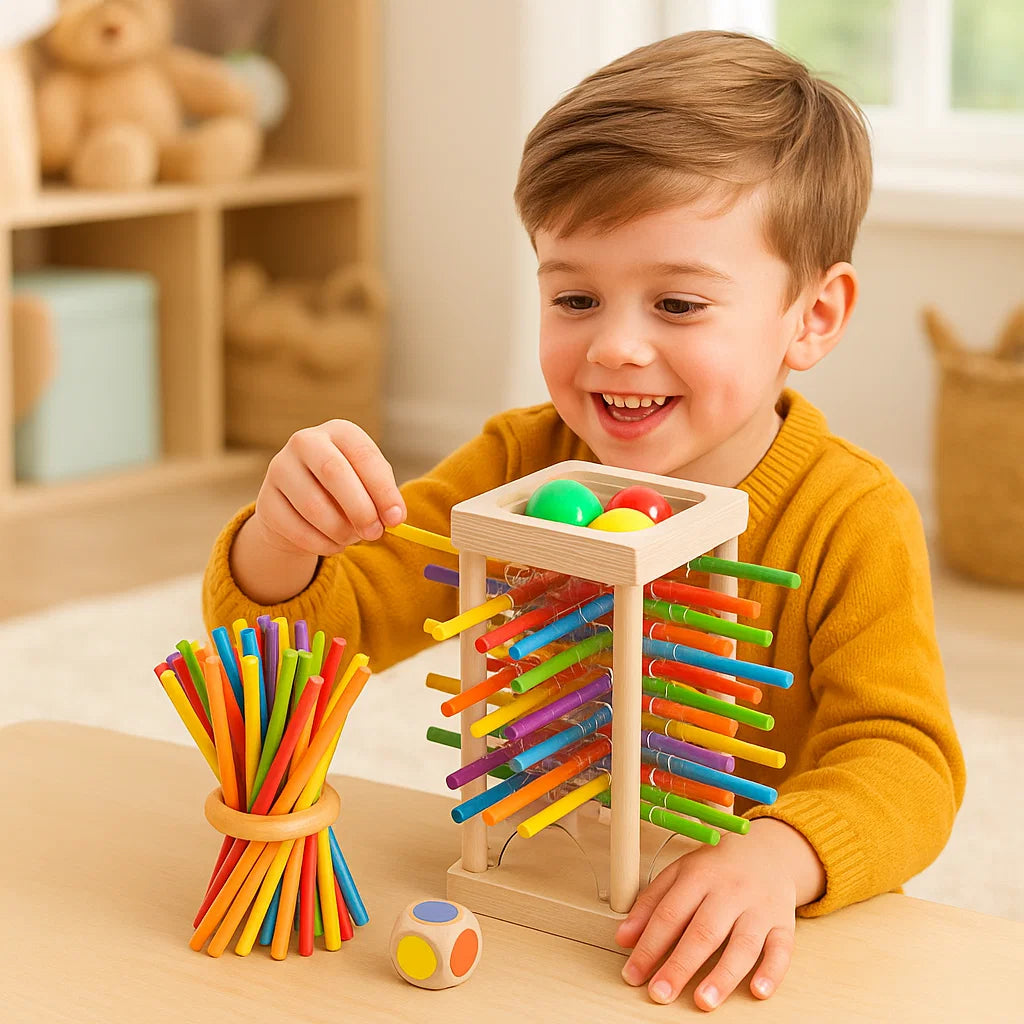 Fun Wooden Ball Toss Skill Toy