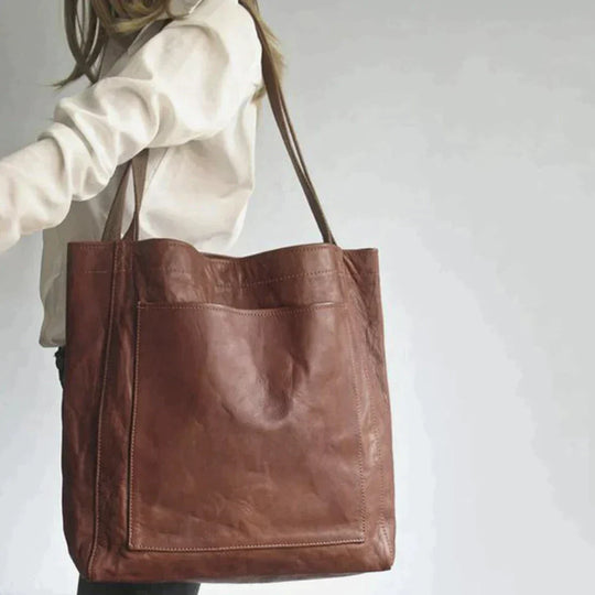 Stylish Women's Leather Shoulder Bag with Inside Pockets