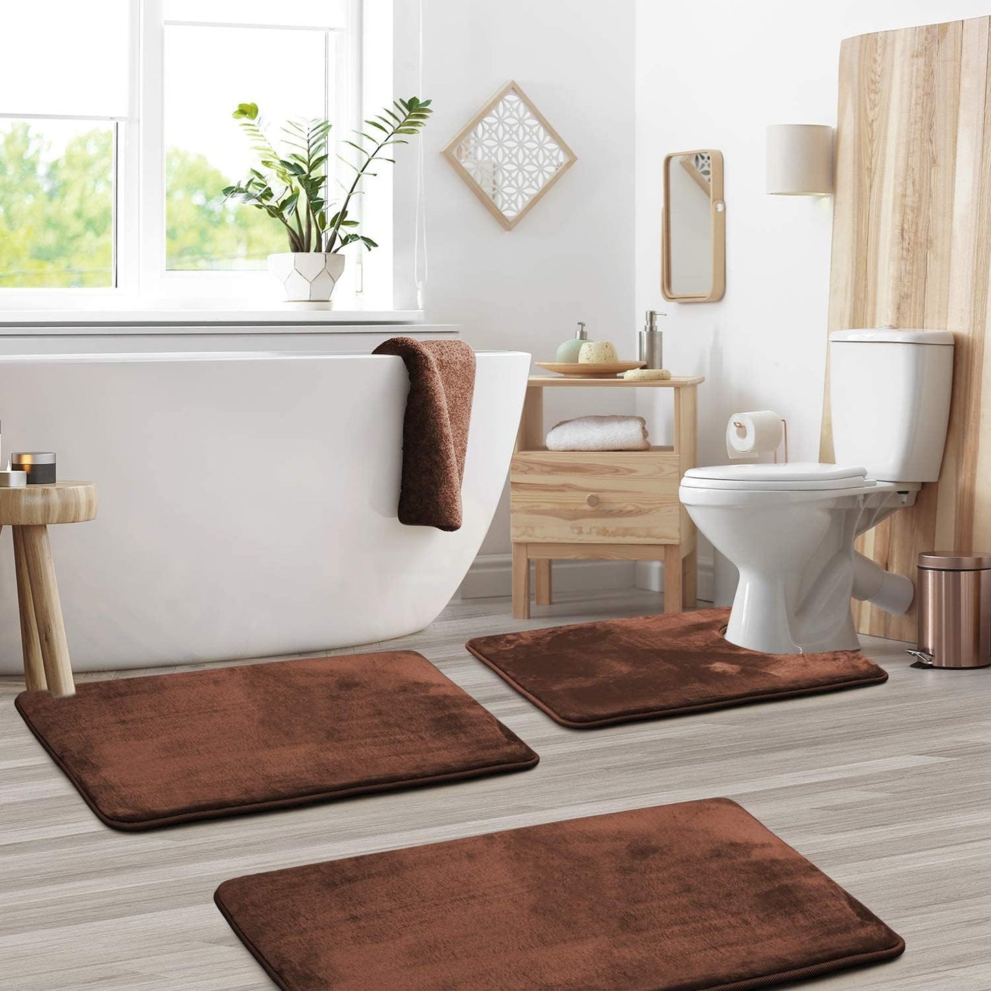 Plush 3-Piece Bathroom Mat Set - Soft and Non Slip
