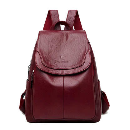 Classic Brown Leather Ladies Backpack