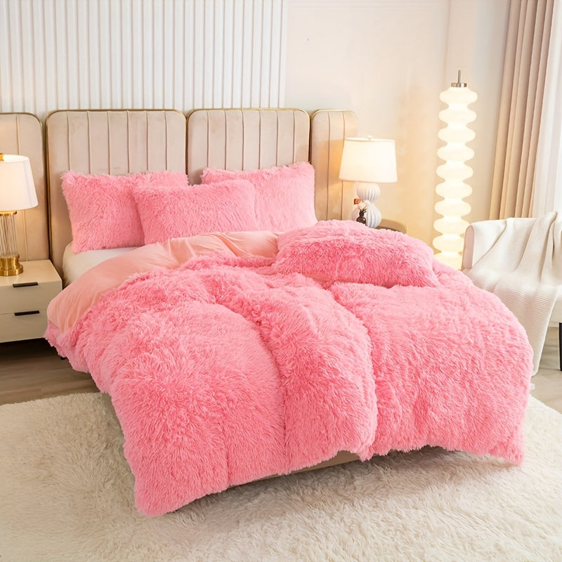 Cozy Fesara Plush Duvet Cover Set with Zipper