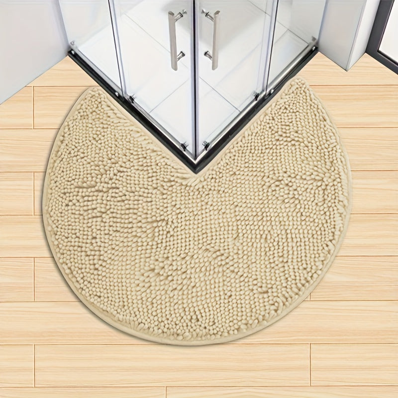 Plush Round Bathroom Mat Ultra Soft Anti Slip Chenille