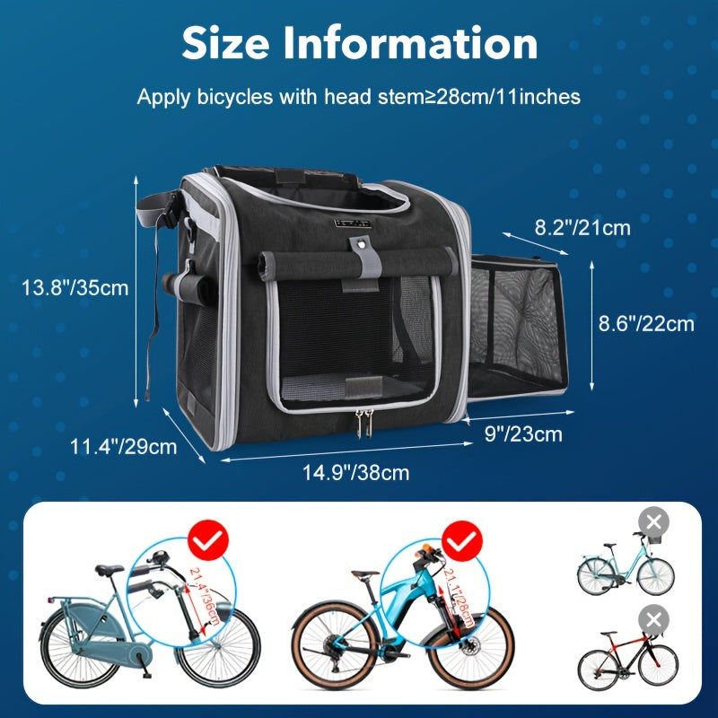 Large Pet Bike Carrier - Safe Bike Basket for Dogs Cats